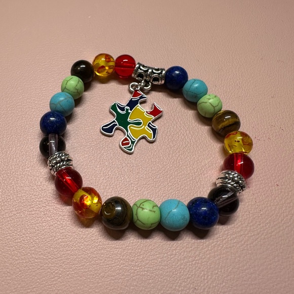 Colorful Puzzle Charm Autism Support Bracelet - Picture 1 of 3